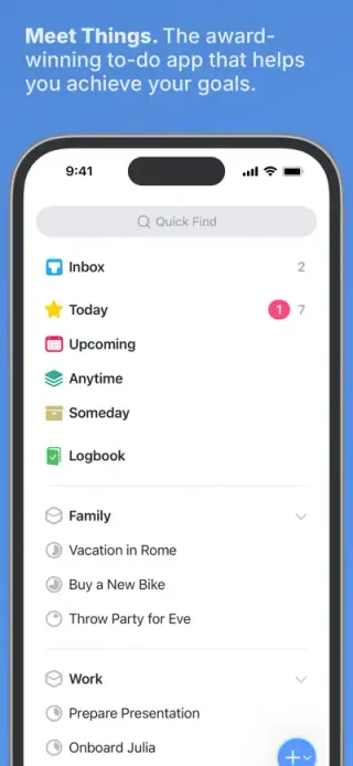 Things 3 App Store screenshot example 1